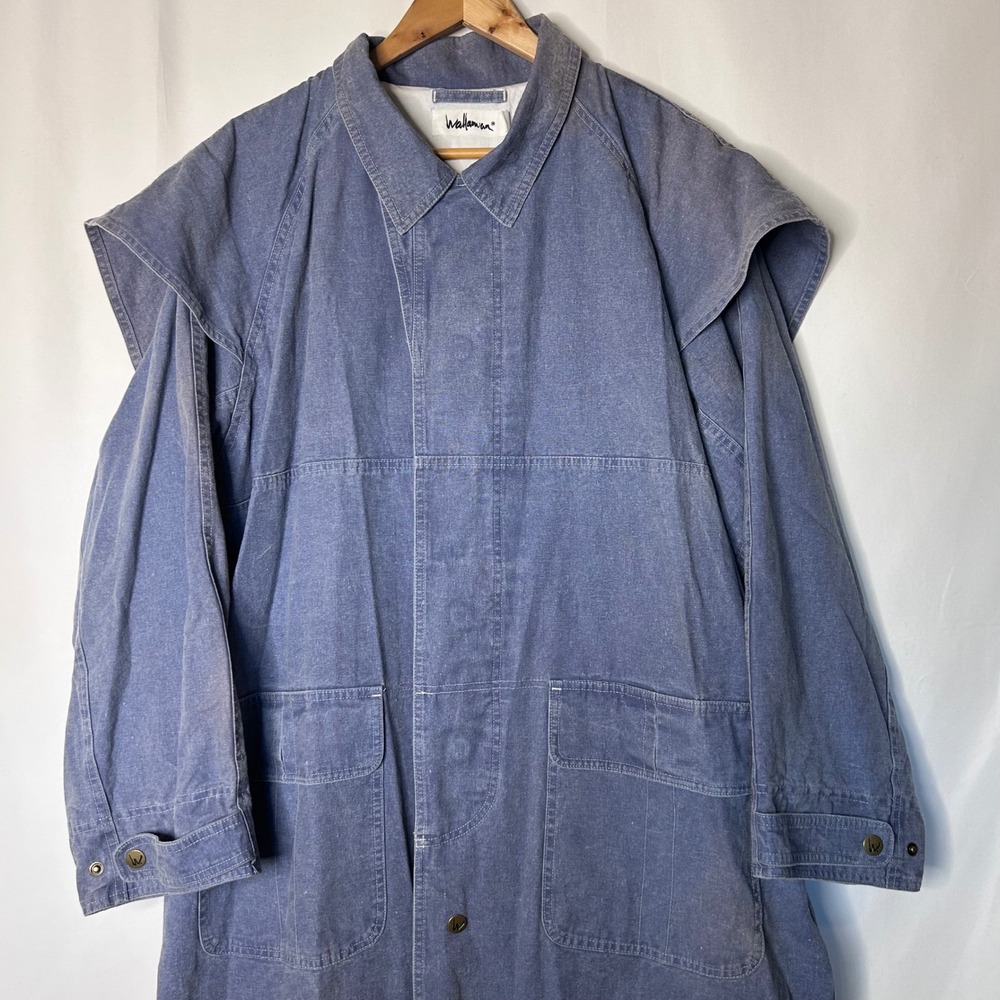 Wallamwan Jacket Size XL Mens Denim Long Duster Coat Indigo Blue Western Style - Picture 2 of 15